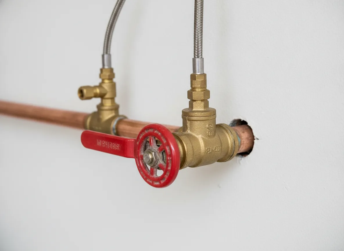 Brass gate valve on a residential water supply line